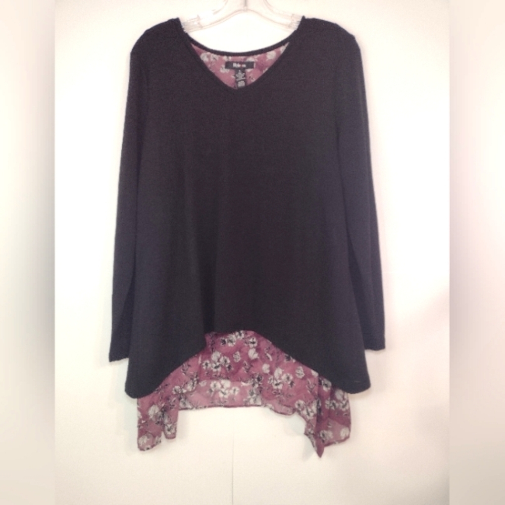 Style & Co women's black top with sheer lining. Size (L)